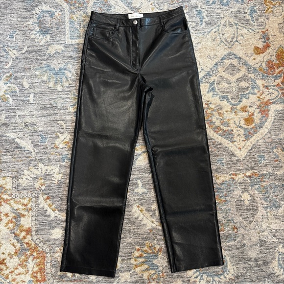ARITZIA Wilfred The Melina Pant Vegan Leather BLACK Size 10 Straight Leg - Picture 1 of 16